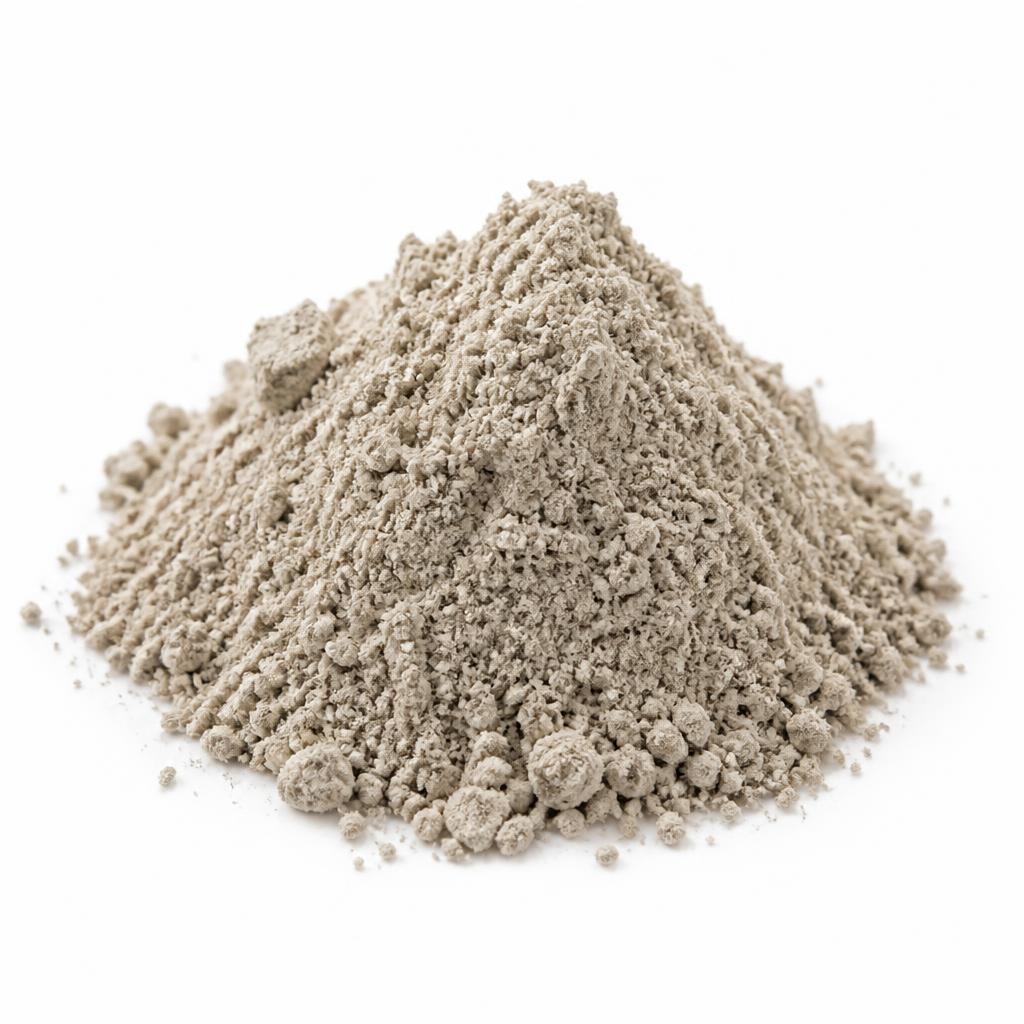 Micronized zeolite clinoptilolite powder — fine mineral dust for industrial and agricultural use